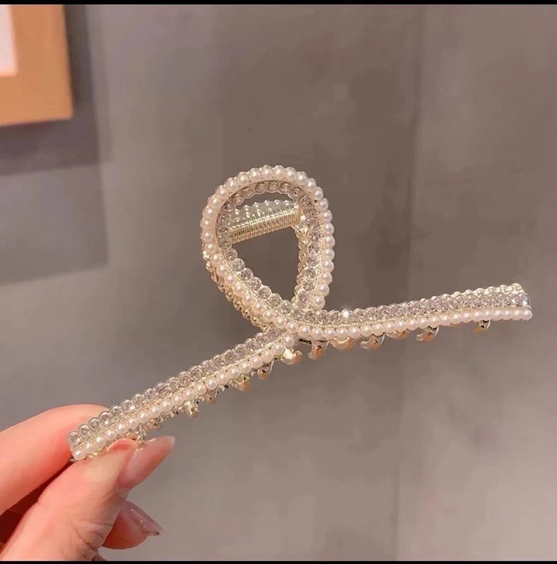 Metal Grab Clip Elegant Bow Hairpin Back Head Large Shark Clip French Pearl Clip Hair Accessories