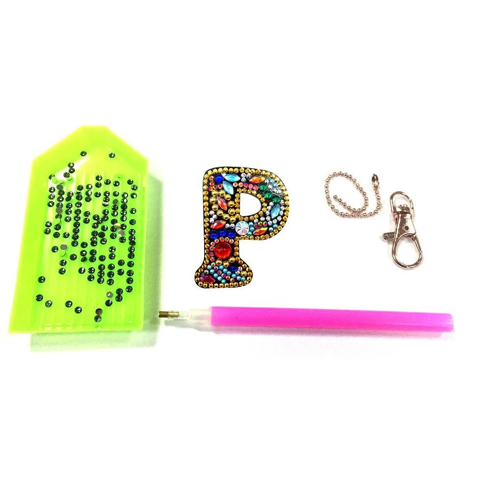 DIY Key Chain Diamond Painting Letters Women Girl Bag Keyring Pendant Gift