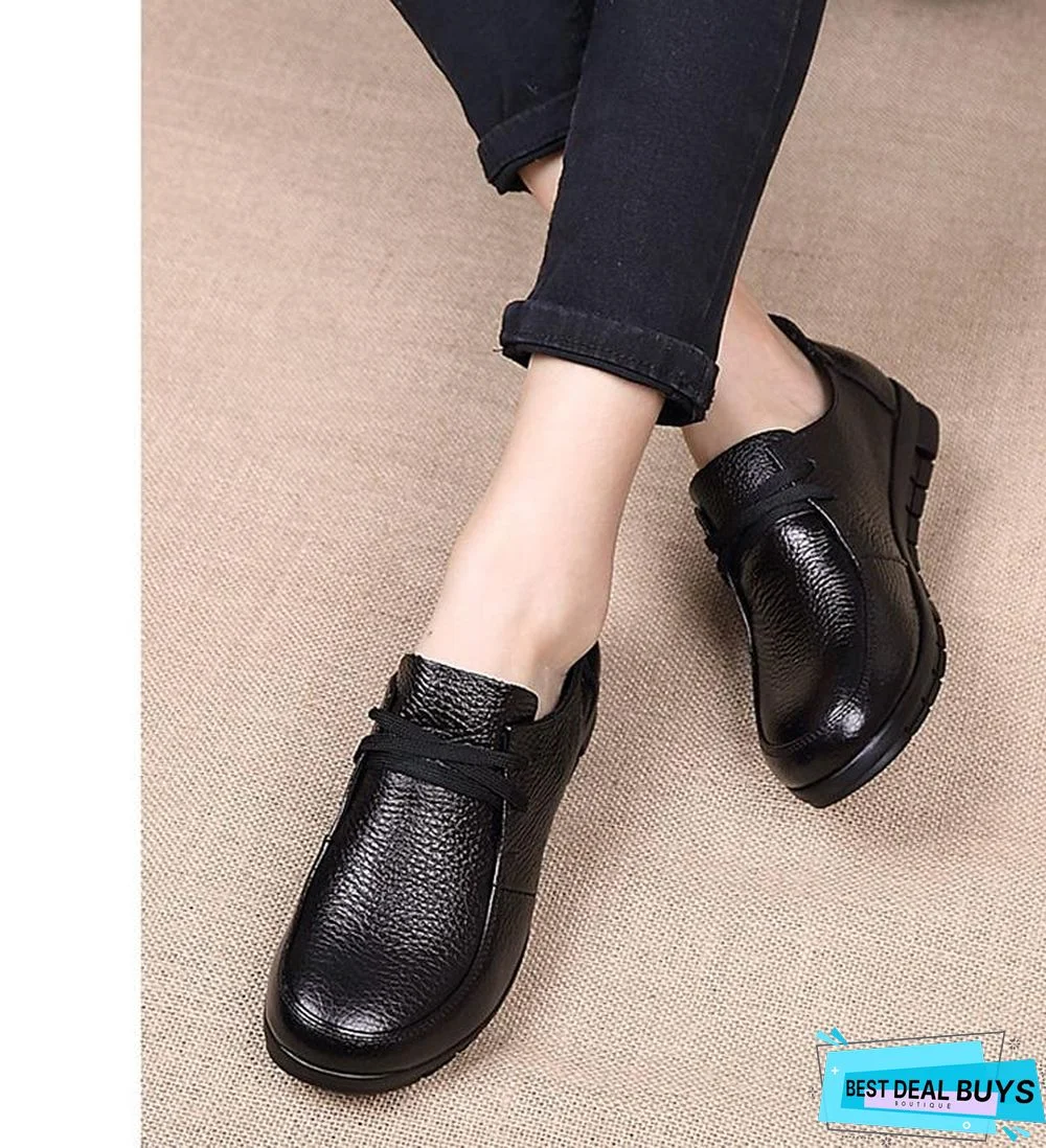 Women Flats Genuine Leather Casual Loafers Shoes