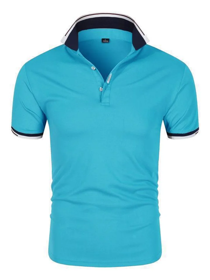 Summer Men's Short-sleeved T-shirt Slim Half-sleeved Polo Shirt Tide Lapel Polo Shirt-JRSEE