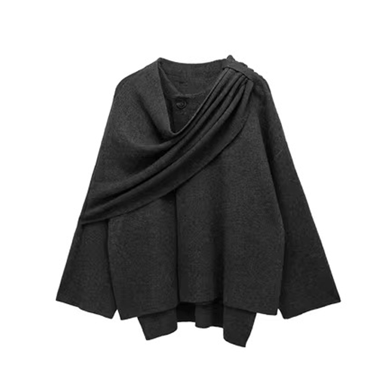 Mature Women Solid Knitted Cardigan Fashion Short Coat Overcoat Jacket Winter