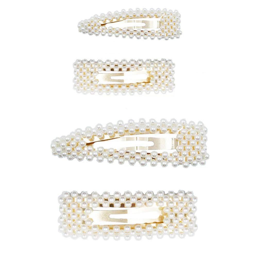 

4pcs Sweet Hair Clips Pearl Rhinestone Hairpin Korean Barrettes -Style 1, 501 Original