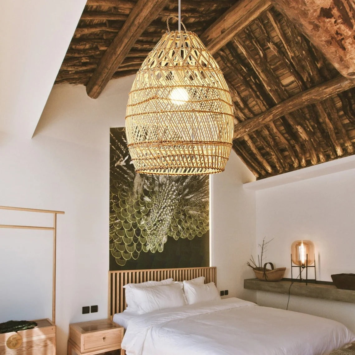 Japanese Lantern Scone Lamp Hand Rattan Pendant Light