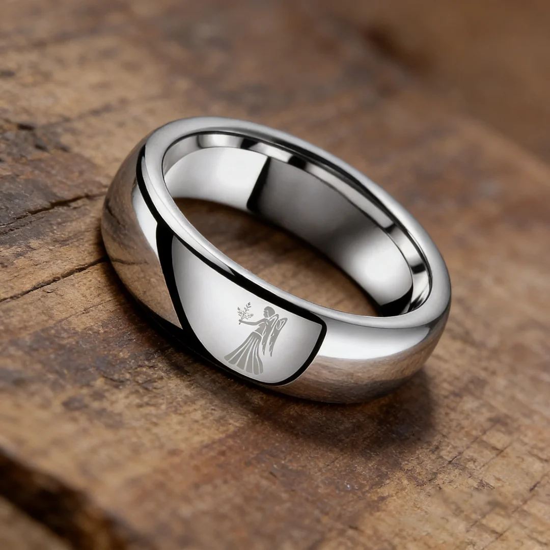 Virgo Dome Tungsten Carbide Rings Sliver Tungsten Wedding Bands for Men and Women 4MM 6MM 8MM