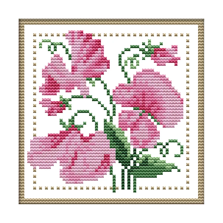 Joy Sunday Month-Flower 11CT Stamped Cross Stitch 21*21CM