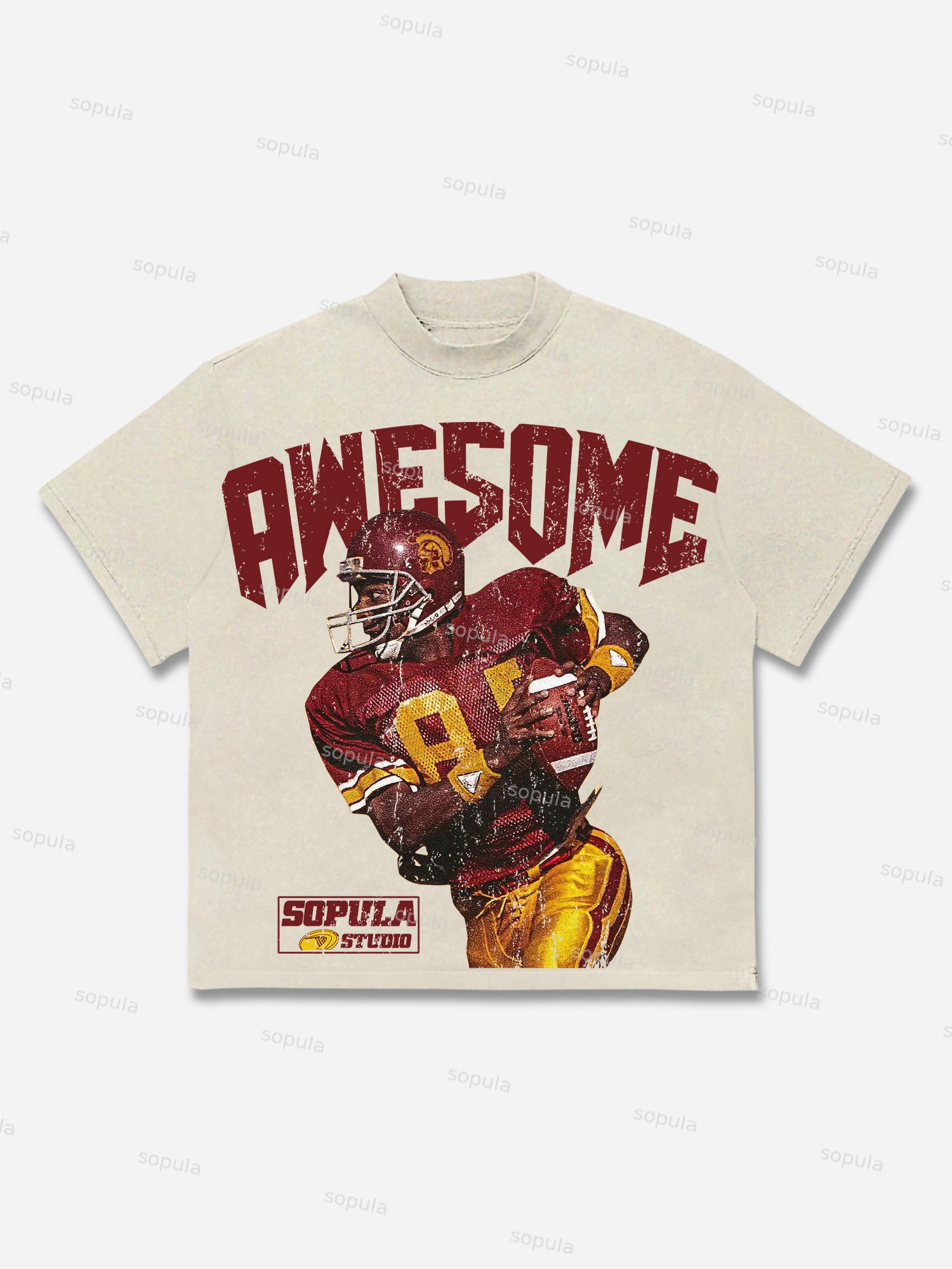 Sopula Awesome Rugby Player Graphic Print Cotton T-shirt - SOPULA