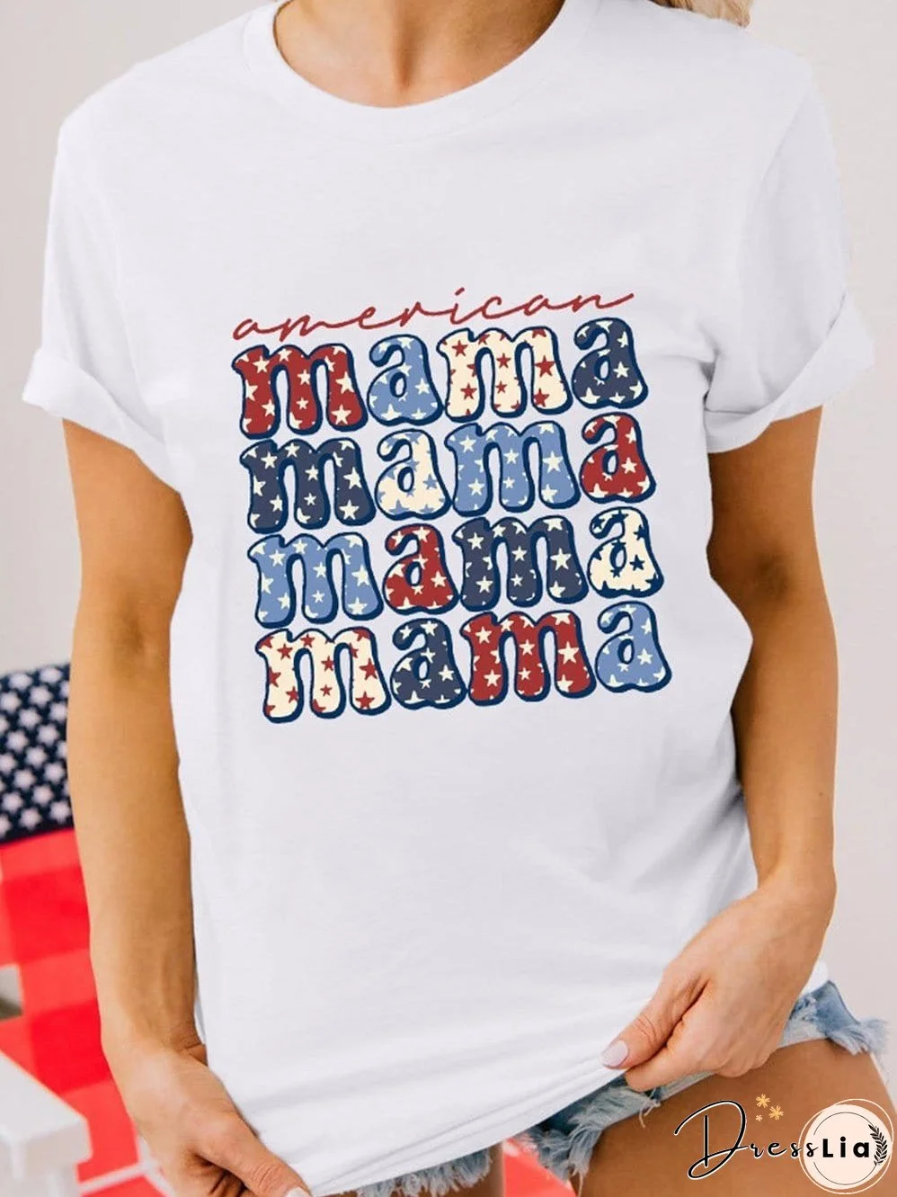 Starry "Mama" White Graphic Tee for Mother's Day