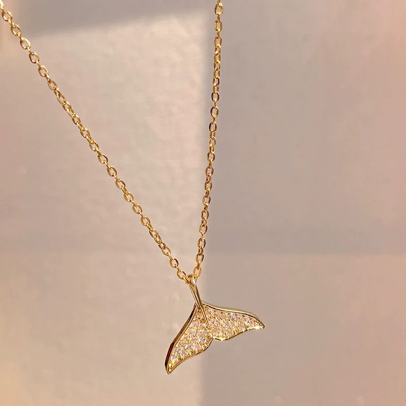 Mermaid Tail Zirconia Gold-Plated Necklace