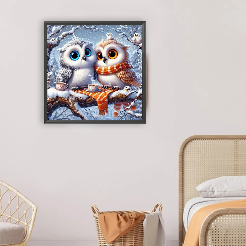 Diamond Painting - Full Round Drill - Winter Owl(Canvas|30*30cm)