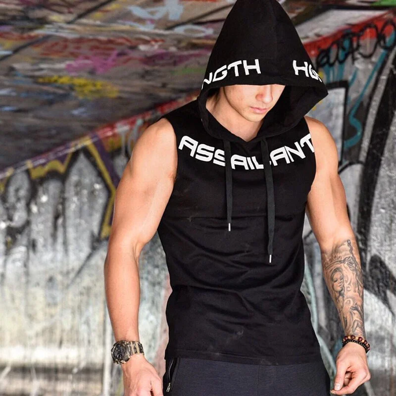 Men Tank Tops Gym Clothing Fitness Sleeveless hoodies Vests Cotton Singlets Men Joggers vest Bodybuilding casual Clothing