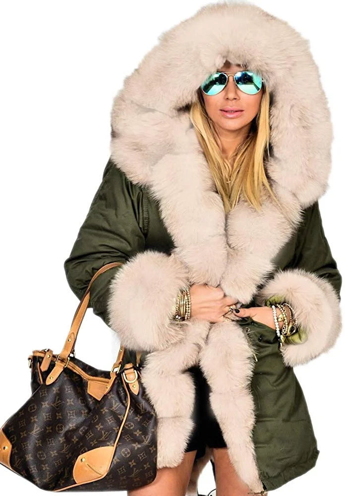 Winter Camo Plus Size Jacket Snow Parka Outwear Women Hood Coat Faux Fur Thicken Lined Overcoat