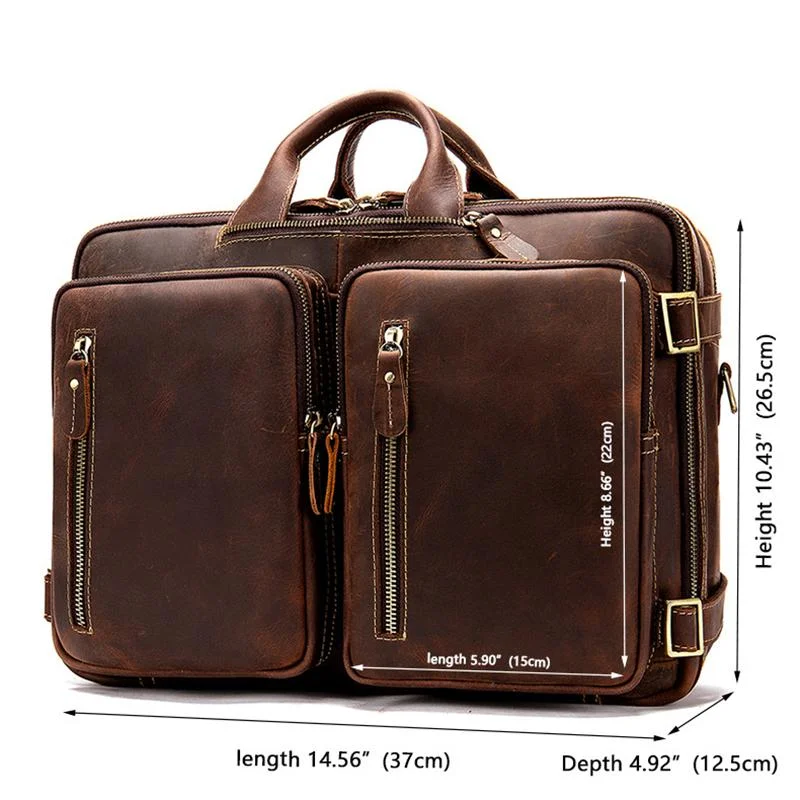 Multi-Functional Spacious Interior Comfortable Grab Detachable Sling Strap Genuine Leather Bag