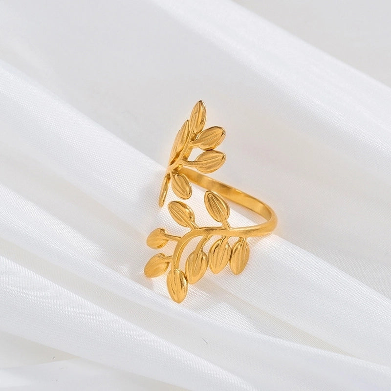 Minimalist Leaves 304 Stainless Steel Open Rings