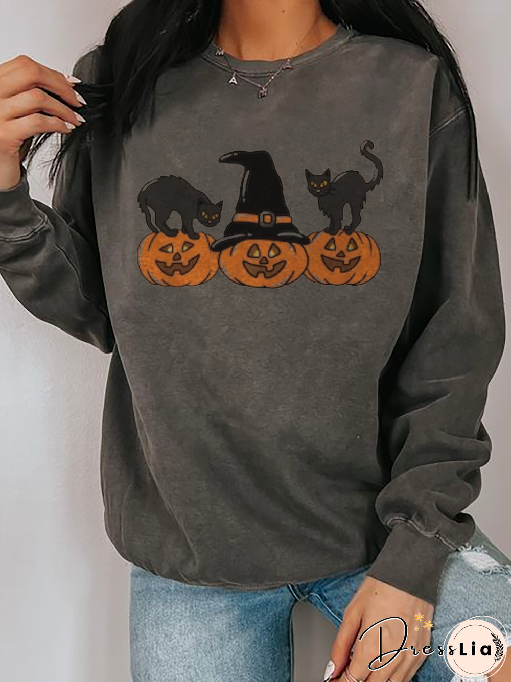 Casual Animal Autumn Daily Jersey Standard Crew Neck Regular Regular Sweatshirts for Women