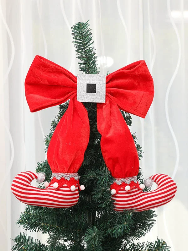 Holiday Decoration Bow Santa Elf Legs Christmas Tree Ornament-elleschic