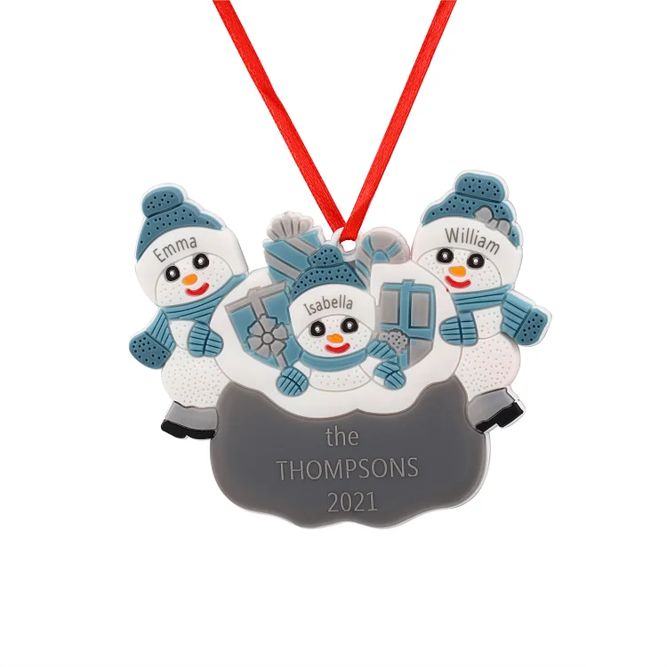 Navidad-Adornos navideños Muñeco de nieve 3 nombres personalizados con 1 texto
