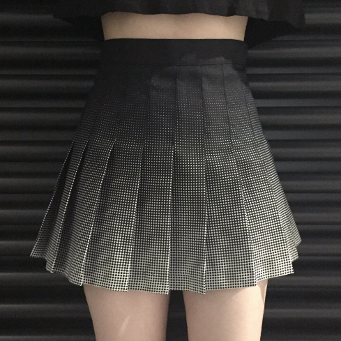 Black Grey Gradient Pleated Skirt SP179171