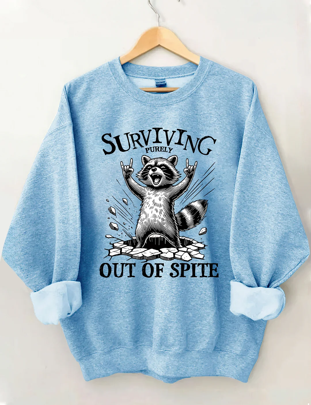 Surviving Purely Out Of Spite Raccoon Sweatshirt