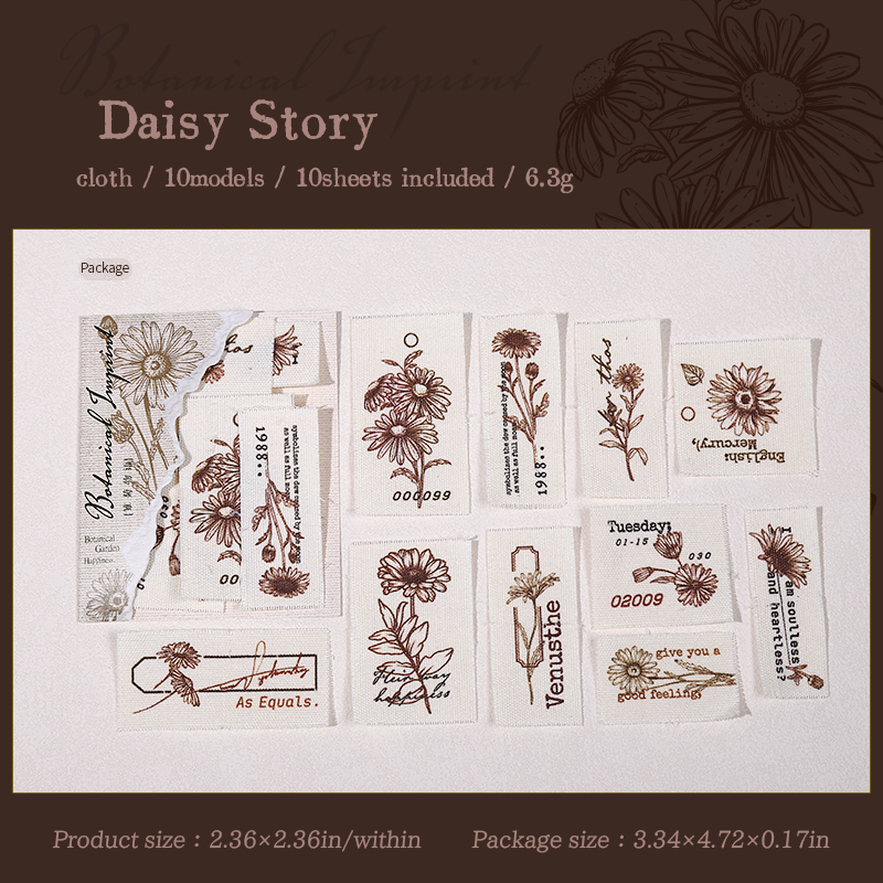 Cloth Material - Botanical Imprint Series Vintage Plant Flower Landscape 