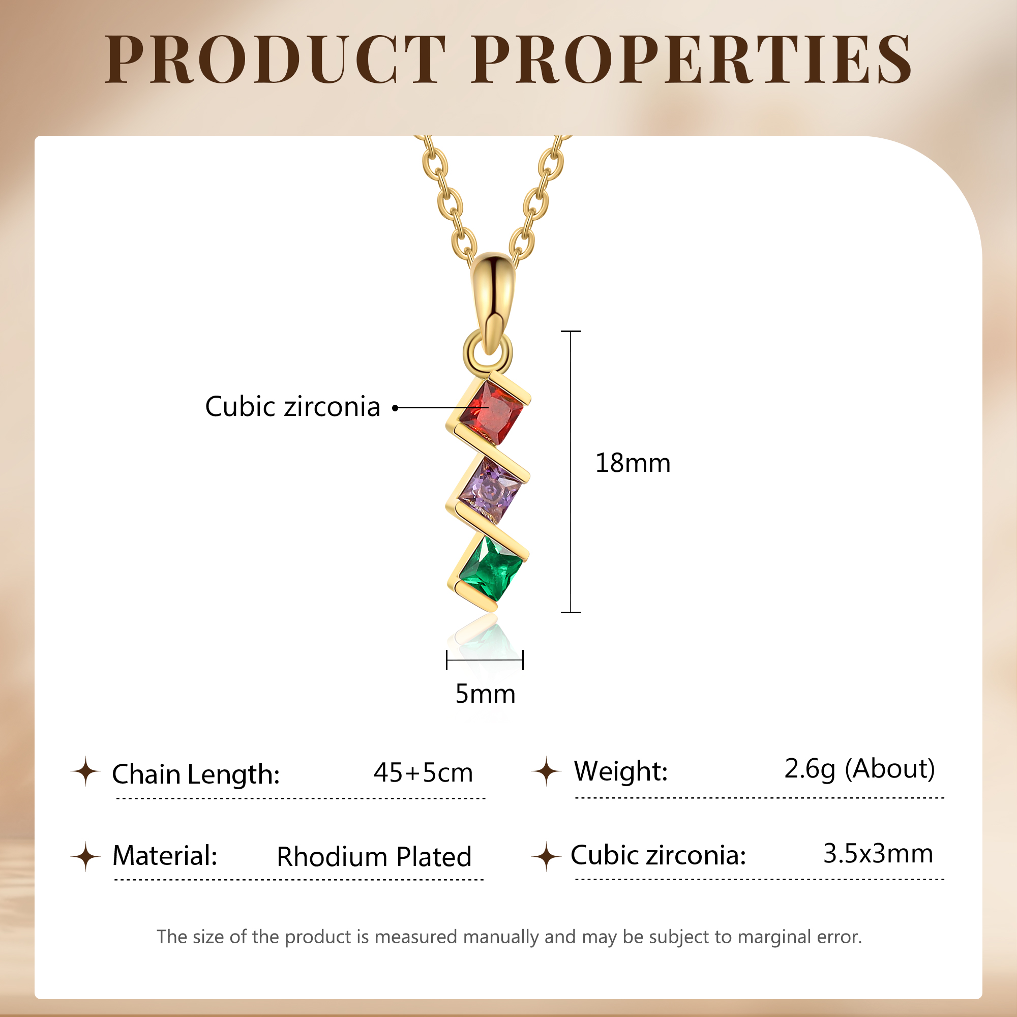 Personalised Women's Necklace Custom 3 Birthstones Pendant Necklace Birthday Gift for Her-Jessemade AU