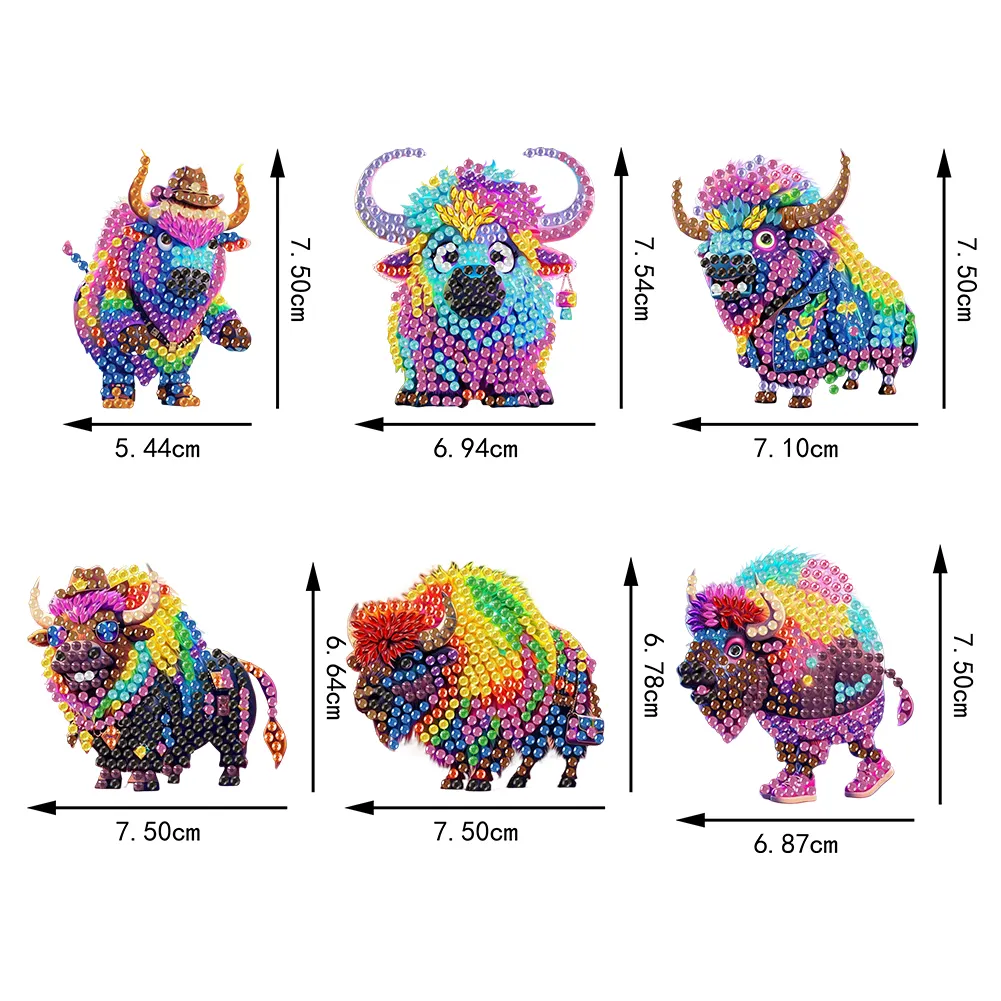 6Pcs Diamond Painting Refrigerator Magnets Diamond Art Kits for Adults (E)