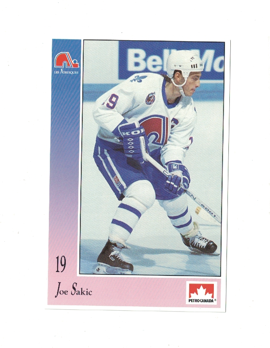 Joe Sakic Quebec Nordiques 1990s Team Photo Poster painting Postcard Size Photo Poster painting Petro Canada