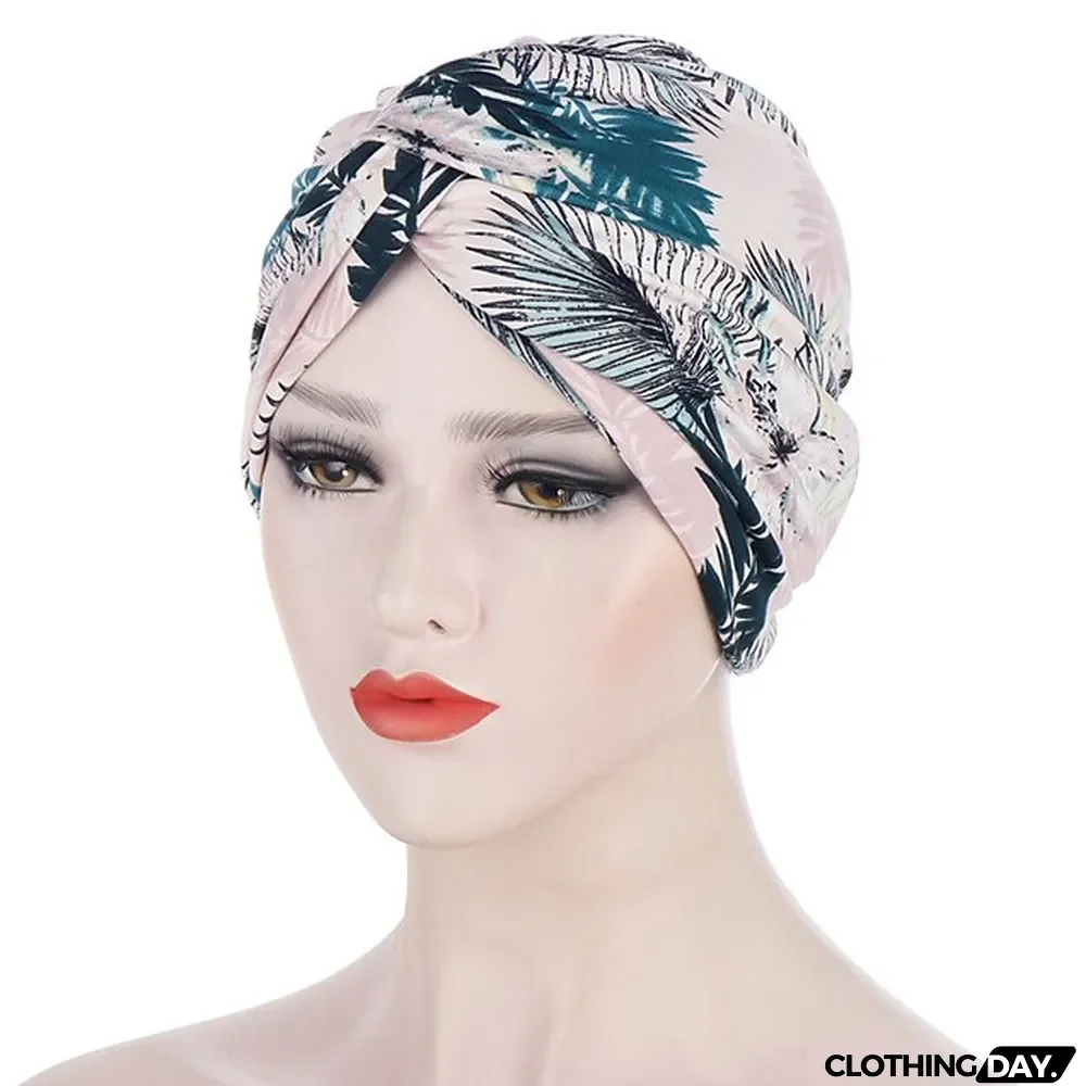 Women Muslim Daily Turban Folding Cross Knotted Hair Scarf Elastic Head Wrap Headwear Bandanas Lady Hair Hats Beanie Hair Loss Accessories