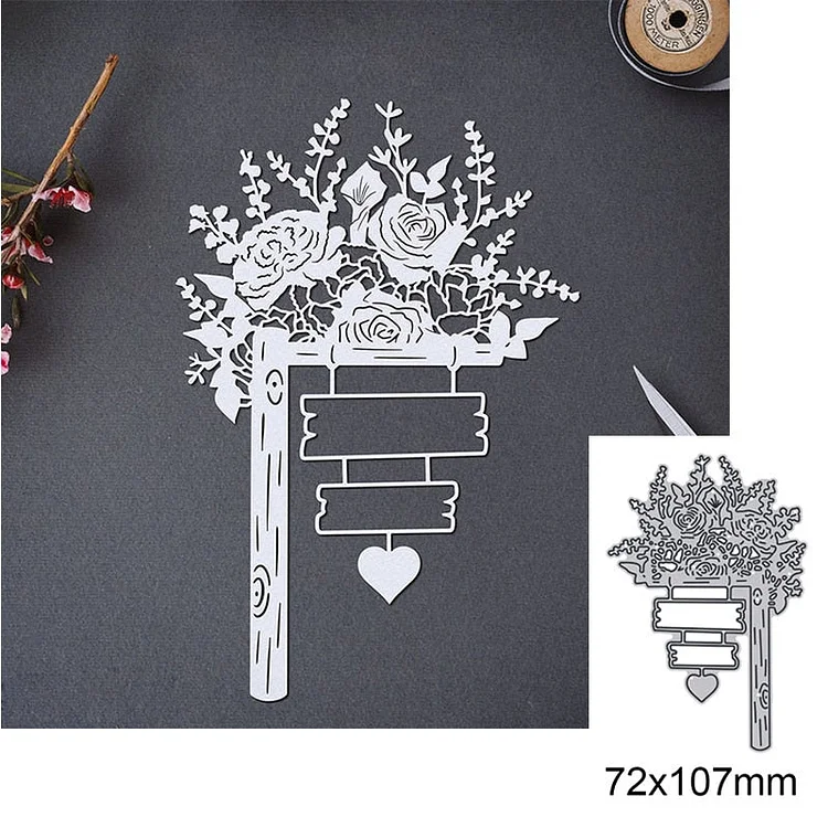 Blooming Flower and Reminder Sign Metal Cutting Dies For DIY Scrapbook Cutting Die Paper Card Embossed Decorative Craft Die Cut