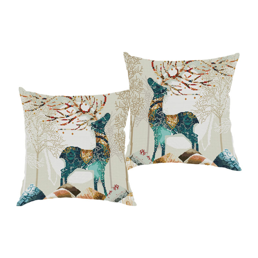 

2pcs Elk - 11CT Stamped Cross Stitch - Pillowcase, 501 Original
