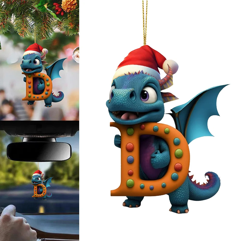 Christmas Cute Dragon Pendants Acrylic Letter Shaped Exquisite for Xmas Tree Car