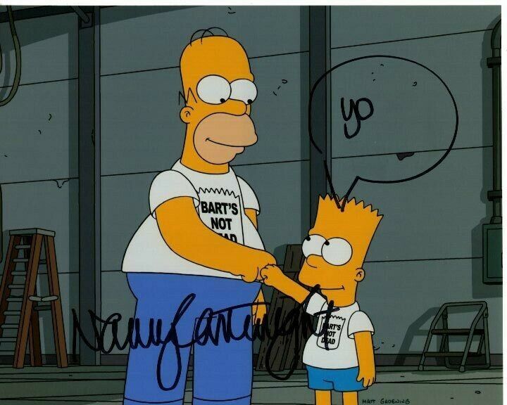 NANCY CARTWRIGHT Signed Autographed THE SIMPSONS BART and HOMER Photo Poster painting