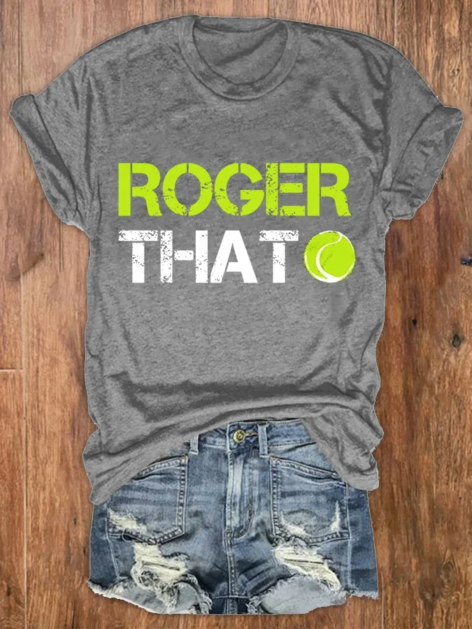 Women's The Goat RF Tennis Legend Roger That Print Crew Neck T-Shirt