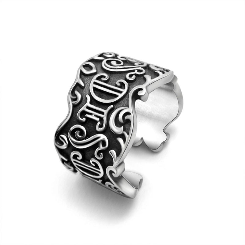 Jewelry Retro Vintage Style Punk Letter Argyle 304 Stainless Steel Asymmetrical Rings