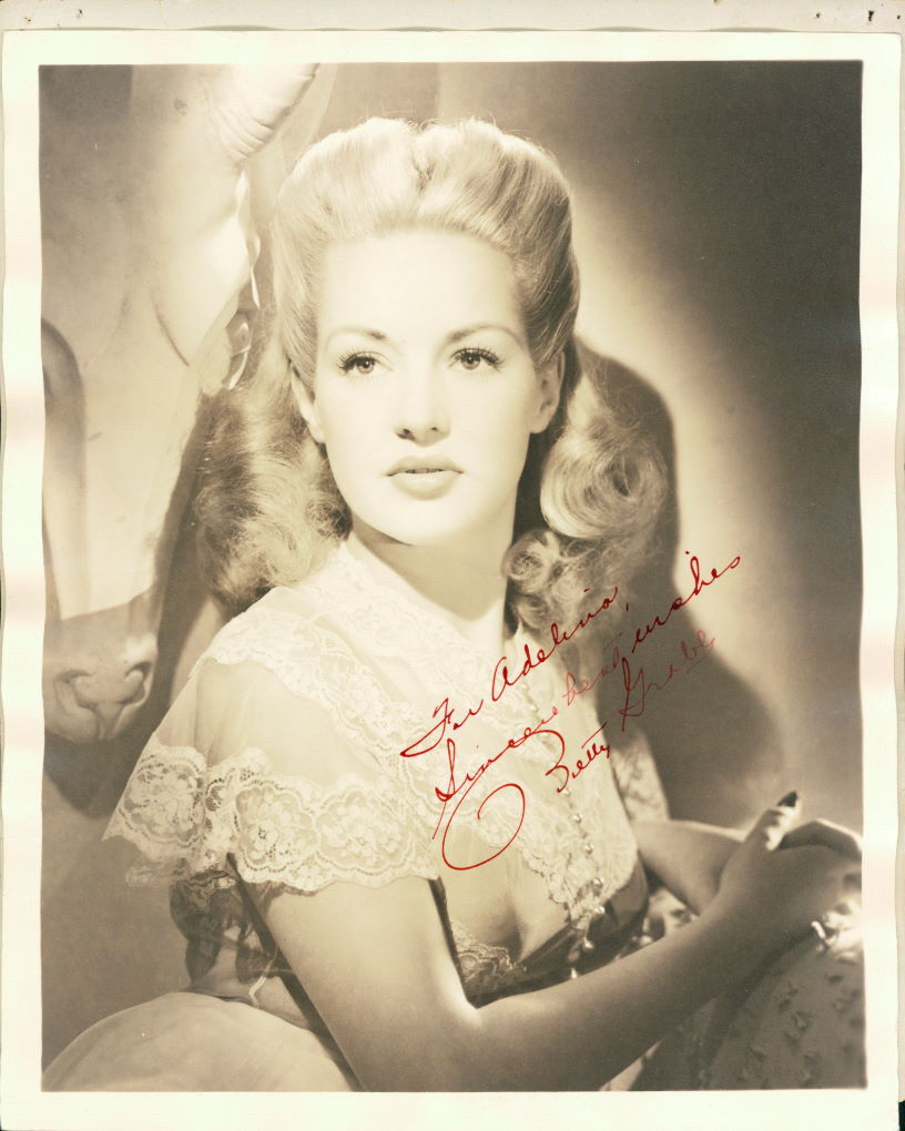 Betty Grable (Vintage, Inscribed) signed Photo Poster painting COA