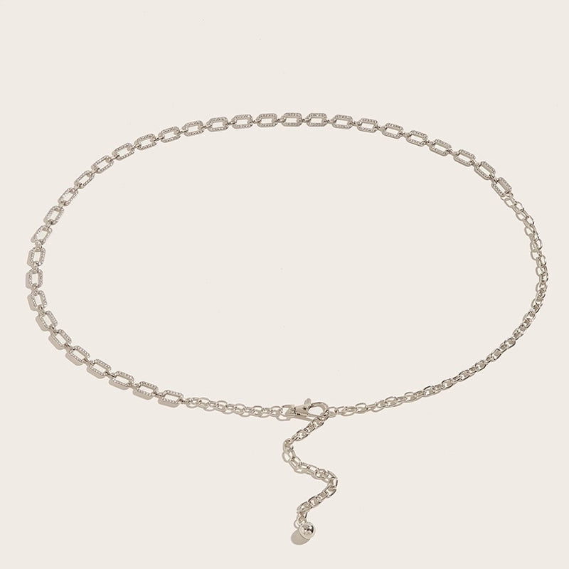 Fashion Square Metal Iron Inlay Rhinestones Women’S Chain Belts