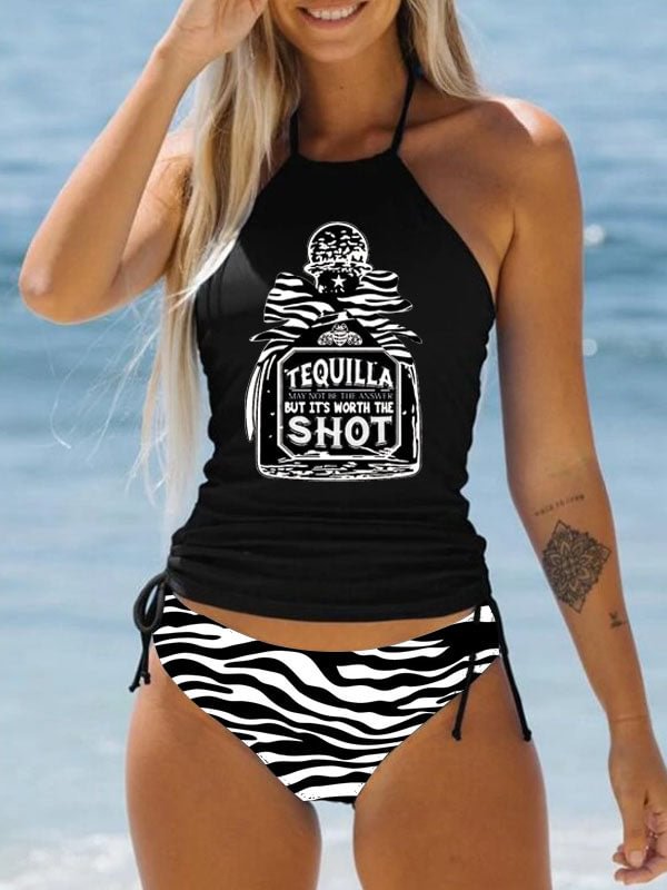Women's Zebra Print Bikini Swimsuit Set