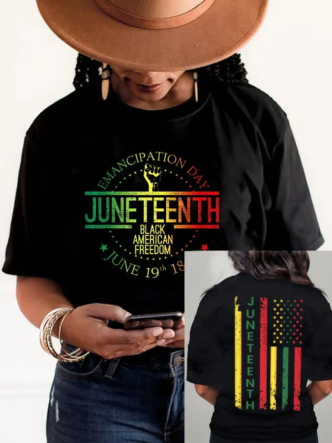 Women's Juneteenth Print Casual T-Shirt