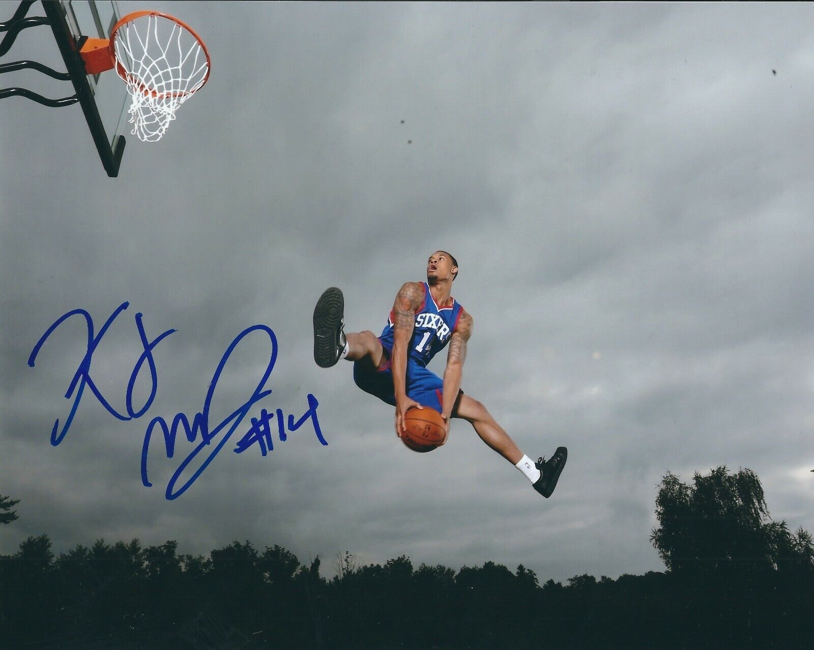 Autographed K.J. MCDANIELS Philadelphia 76ers 8x10 Photo Poster painting w/COA