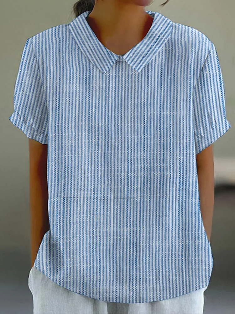 Comstylish Women's Simple Striped Printed Casual Shirt