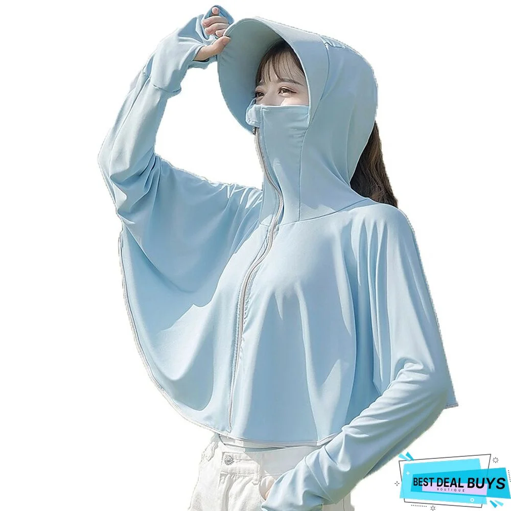 Women's UPF 50+ UV Sun Protection Zip Up Hoodie Long Sleeve Fishing Running Hiking Jacket Summer Outdoor Anti-Mosquito Breathable Ultraviolet Resistant Windbreaker Full Zipper Ventilation Zip Hunting