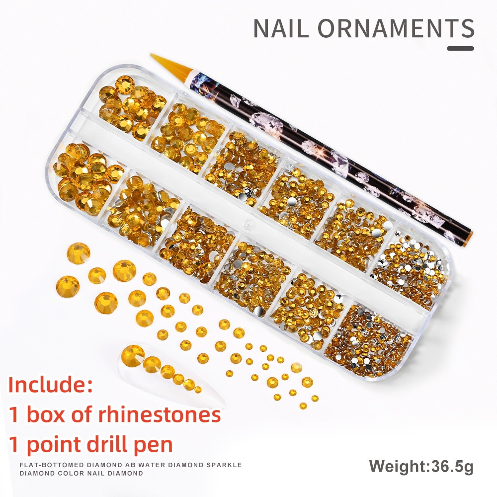 Multi-Size Nail Rhinestones Kit 3D Crystal AB DIY Nail Art Decors Diamond Gems Glitter Manicure Point Drill Pen Tweezers Tools #