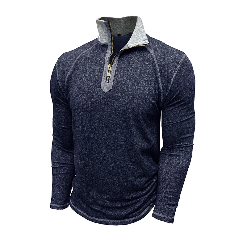 2024 Autumn and Winter Men's Slim-fitting Long-sleeved Sweater Henry Zipper Pullover Shirt