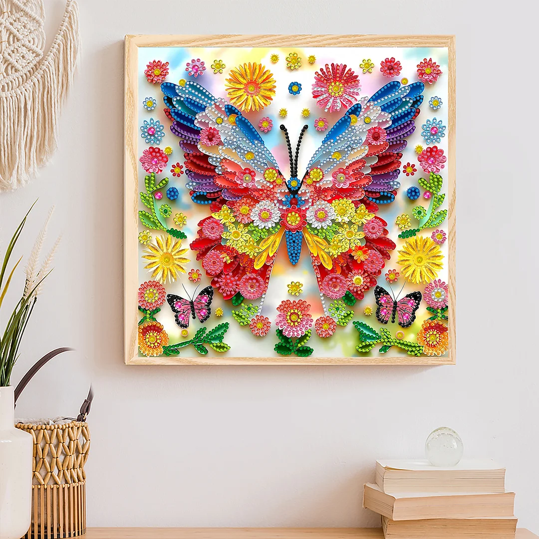 Butterfly Flower - Partial Special Shaped Drill Diamond Painting Kits (Canvas|30*30cm)