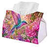 (24cm)Diamond Art Tissue Box DIY PU Napkin Cover for Home Decoration(Bird)