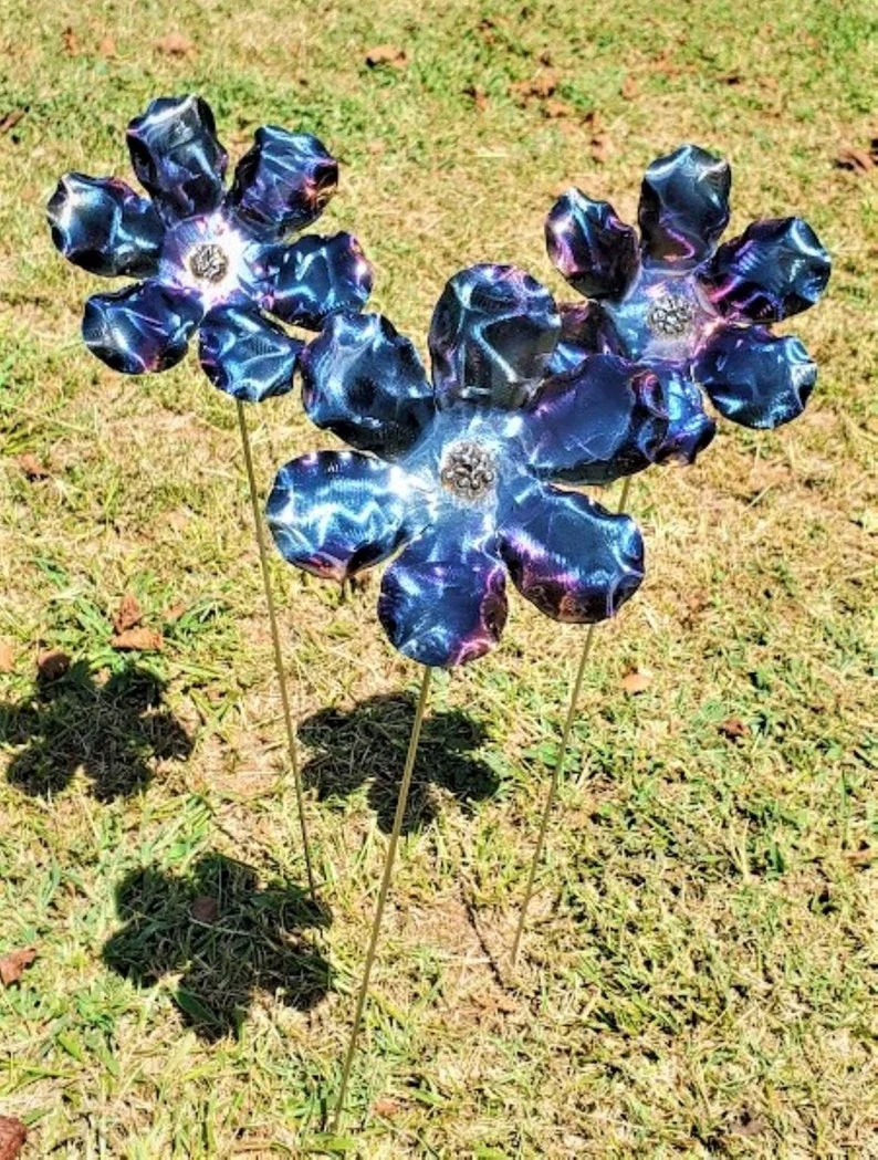 Torched Color Metal Flower Stake