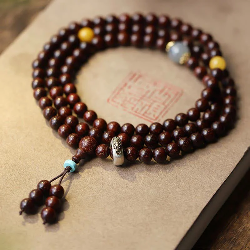 925 Sterling Silver Indian Small Leaf Red Sandalwood Hetian Gray Jade Amber Gold Star Bracelet