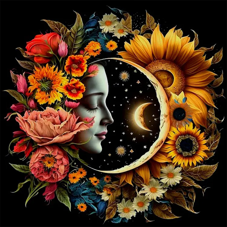 Celestial Bodies, Sun And Moon - Yin And Yang Zodiac Signs 40*40CM(Canvas) Full Round Drill Diamond Painting gbfke