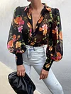Floral-Print Puff Sleeves Blouses Shirt Tops