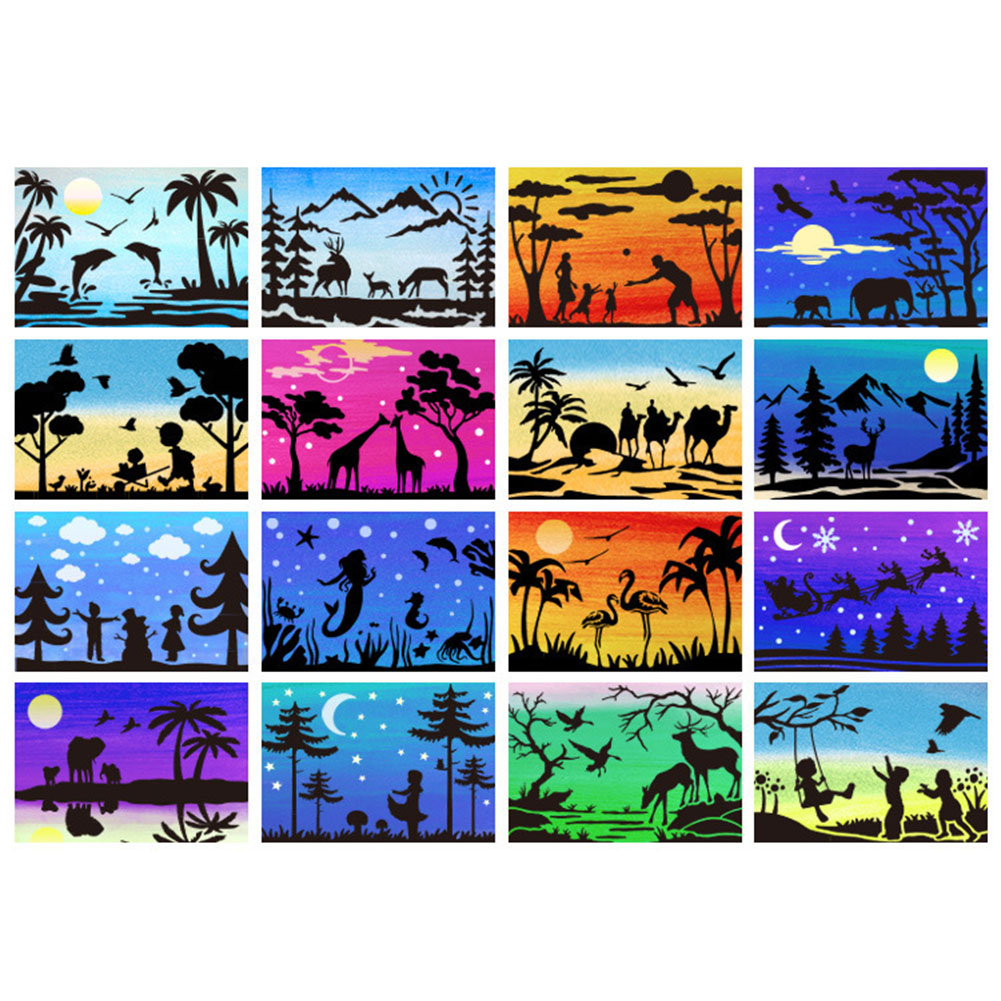

16pcs Silhouette Painting Template Stencils, 501 Original