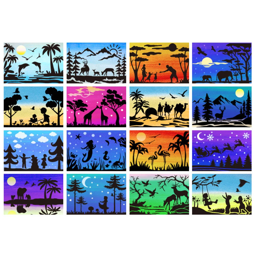 16pcs Silhouette Painting Template Stencils DIY Art Pattern Making Plate